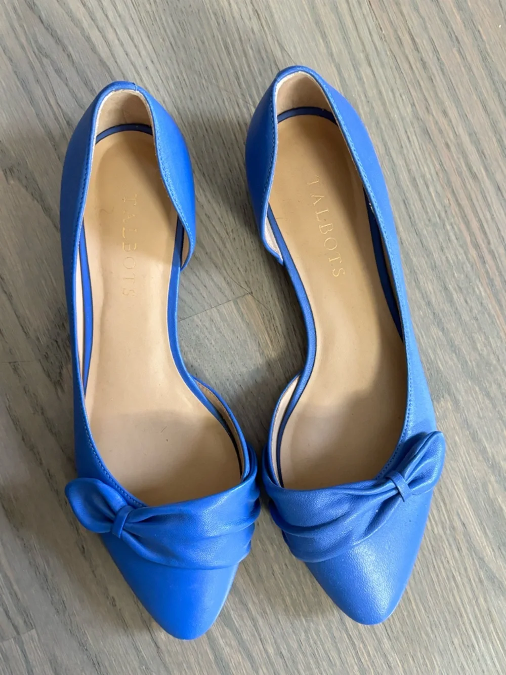 Talbots EDISON PLEATED DORSAY FLATS - NAPPA LEATHER Blue women’s size 7.5